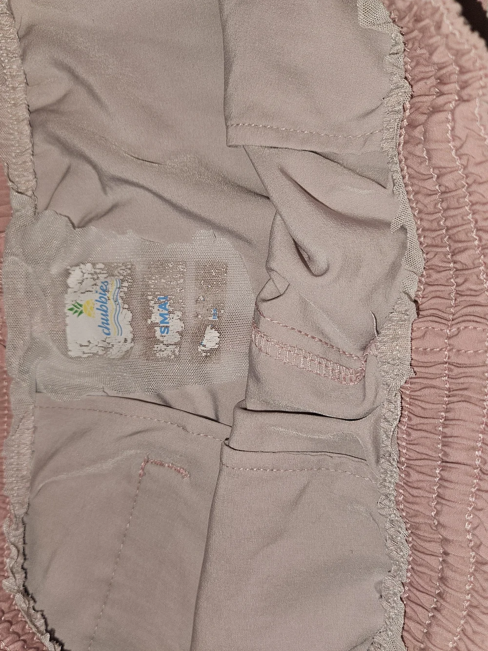 chubbies Pink and Light Blue Striped Swim Trunks liner cut out